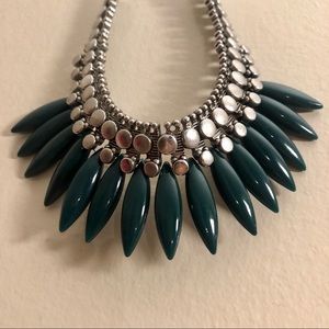 Silver and Green Bead Necklace
